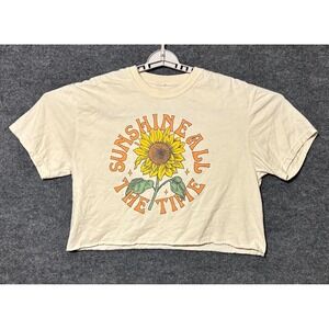 Obsessive Love Women Sunshine All The Time Sunflower Graphic Crop T Shirt Size M